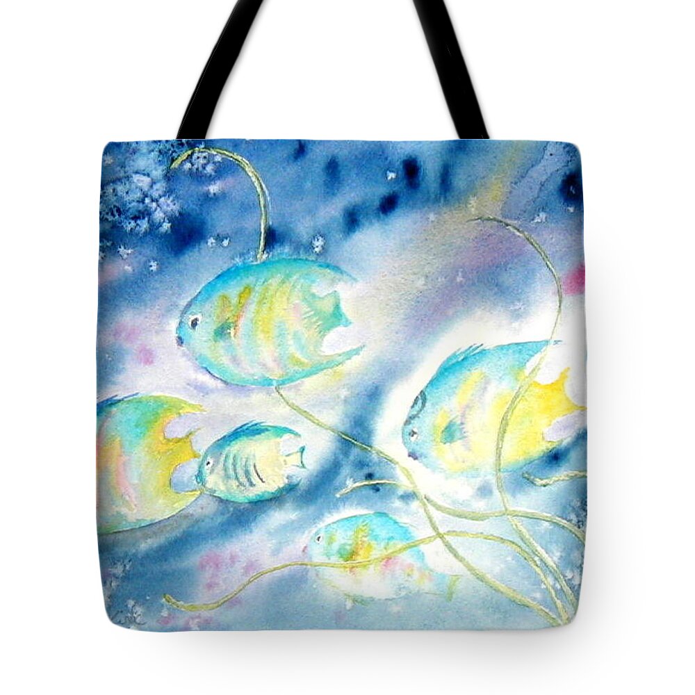 Fish Tote Bag featuring the painting Beneath the Waves by Diane Kirk