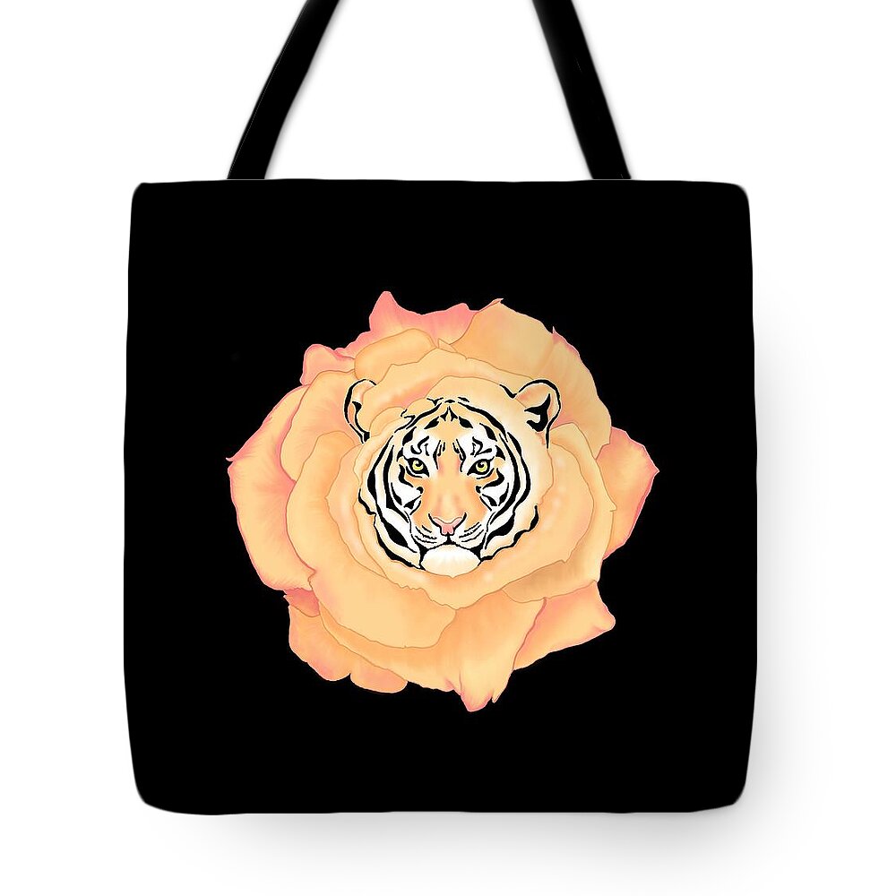 Tiger Tote Bag featuring the digital art Bengal Blossom by Norman Klein