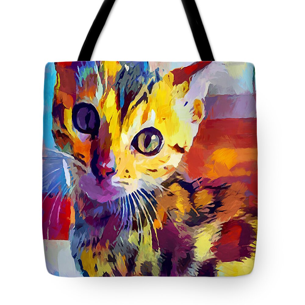 Bengal Cat Tote Bag featuring the painting Bengal Cat by Chris Butler