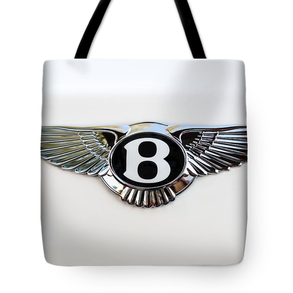 Bentley Emblem Tote Bag featuring the photograph Bentley Emblem -0081c by Jill Reger