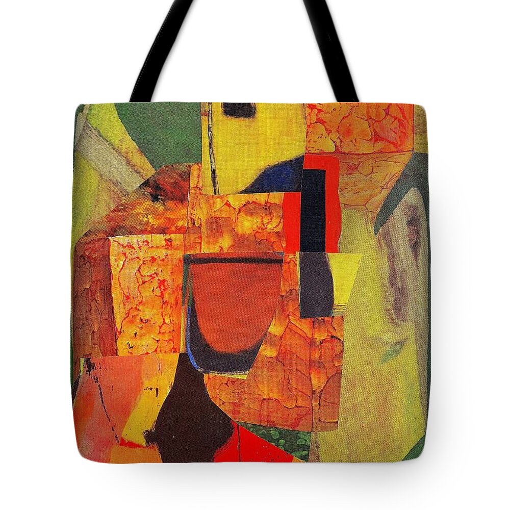Abstract Tote Bag featuring the mixed media Beret Ballet by Randall Weidner