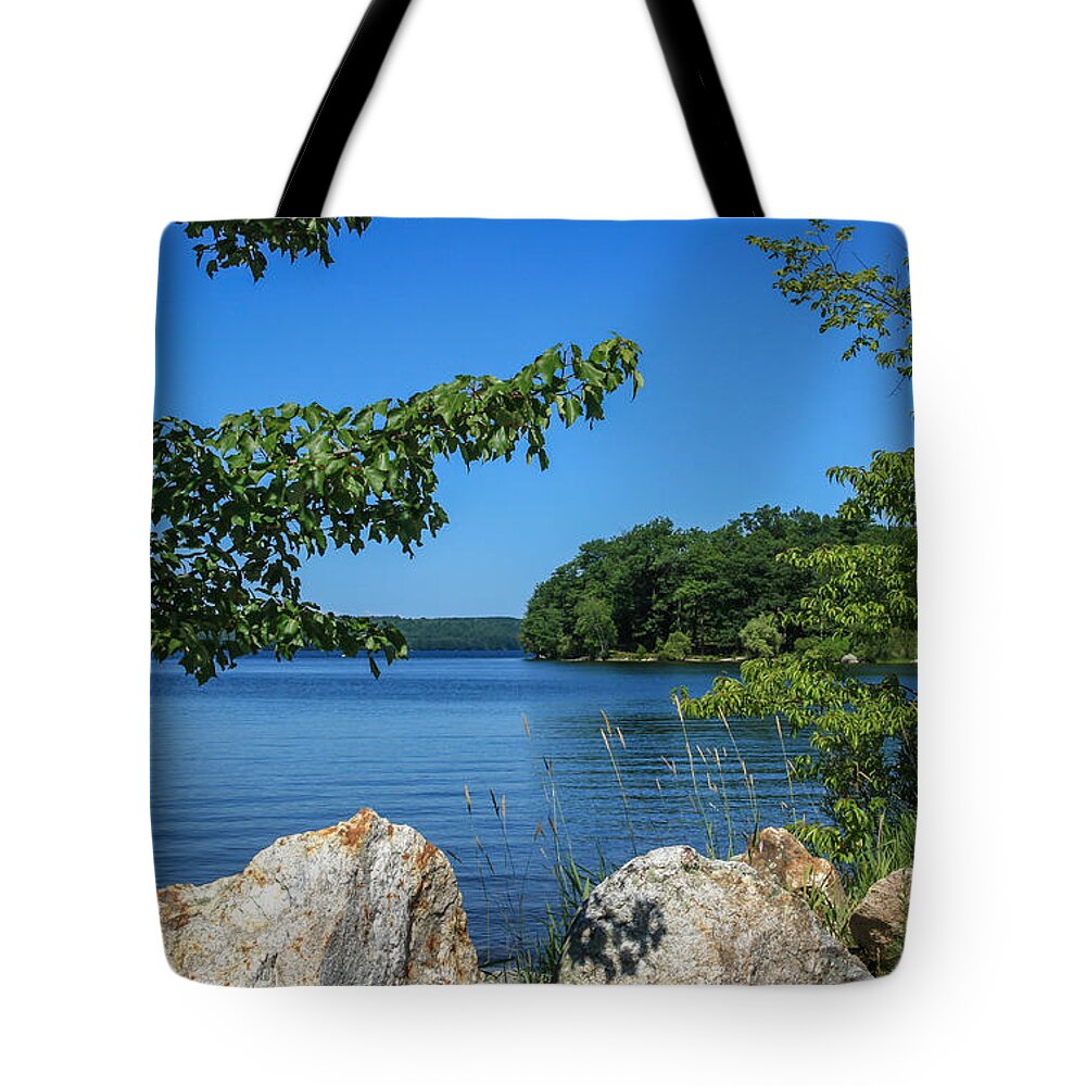 Maine Tote Bag featuring the photograph Beside the pond by Jane Luxton
