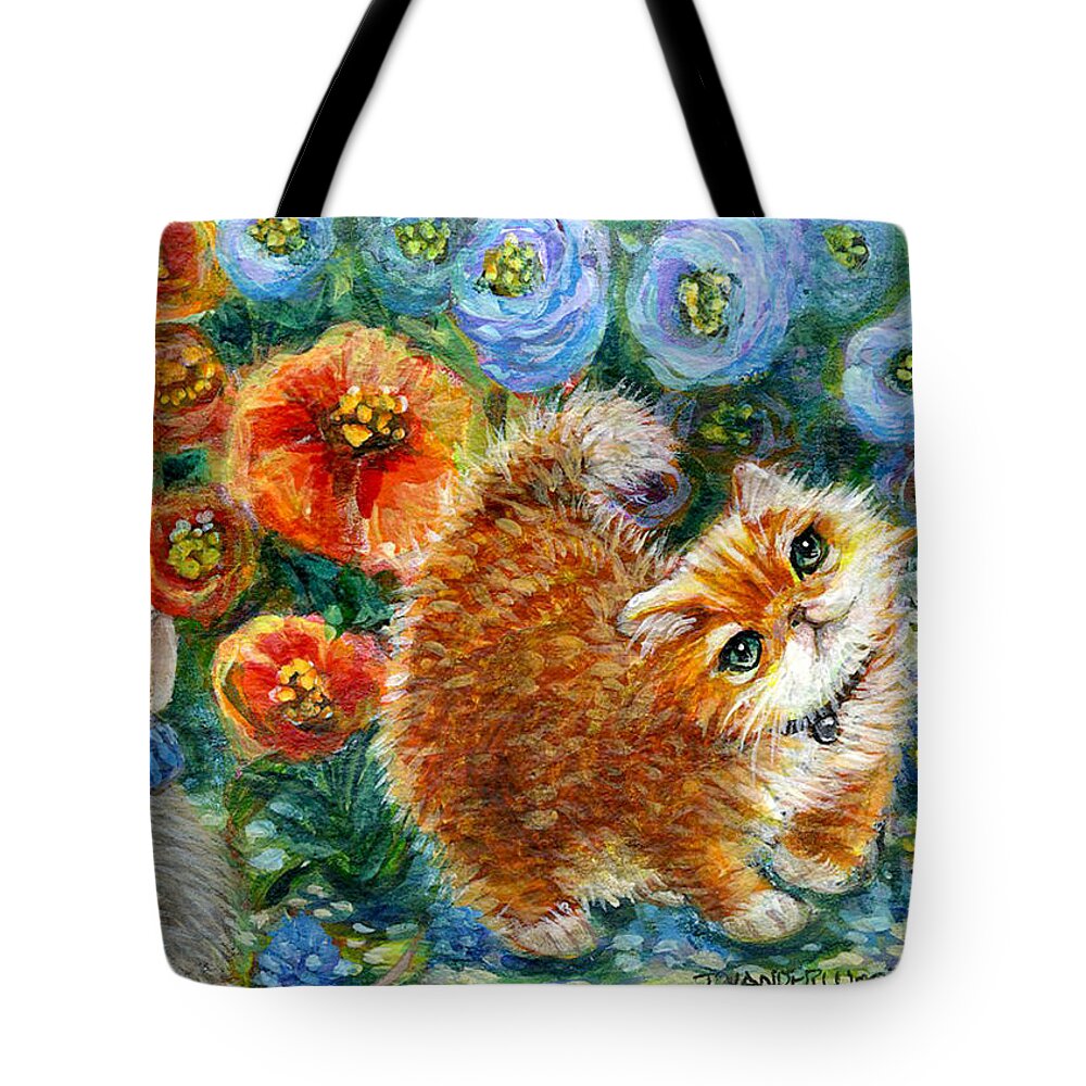 Cat Tote Bag featuring the painting Best Friends by Jacquelin L Vanderwood Westerman