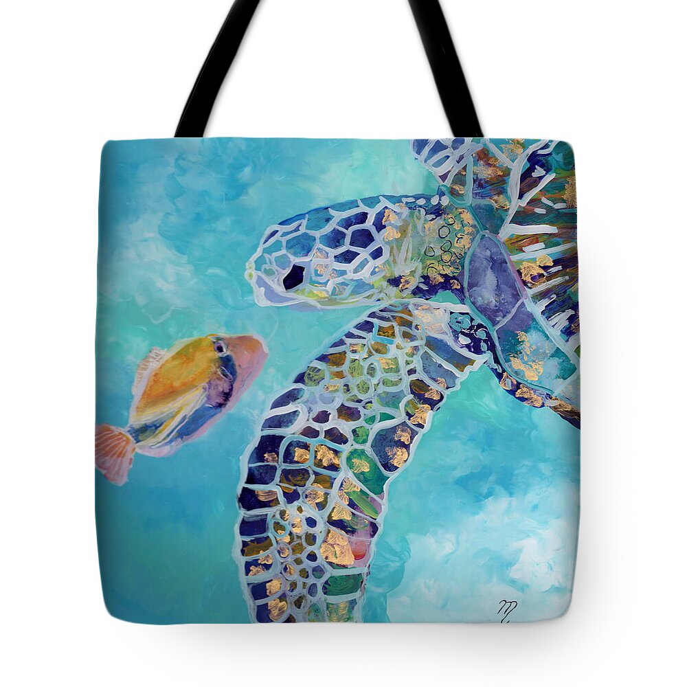Turtle Tote Bag featuring the painting Best Friends by Marionette Taboniar
