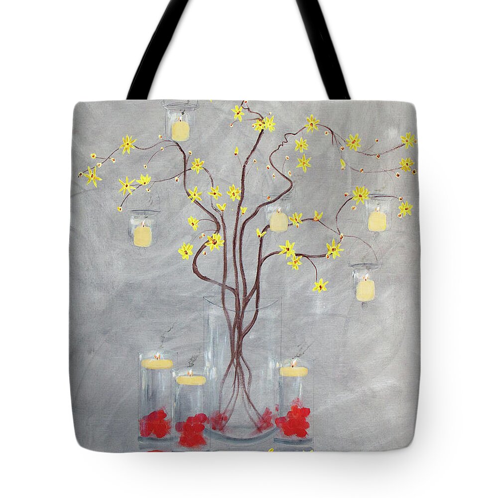 Hibiscus Tote Bag featuring the painting Best Wedding Gift Romance Tree by Ken Figurski