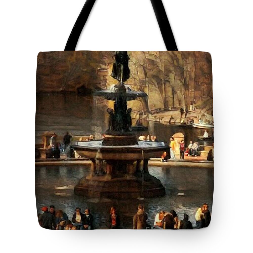Bethesda Fountain Tote Bag featuring the photograph Bethesda Fountain in Autumn - Central Park New York by Miriam Danar