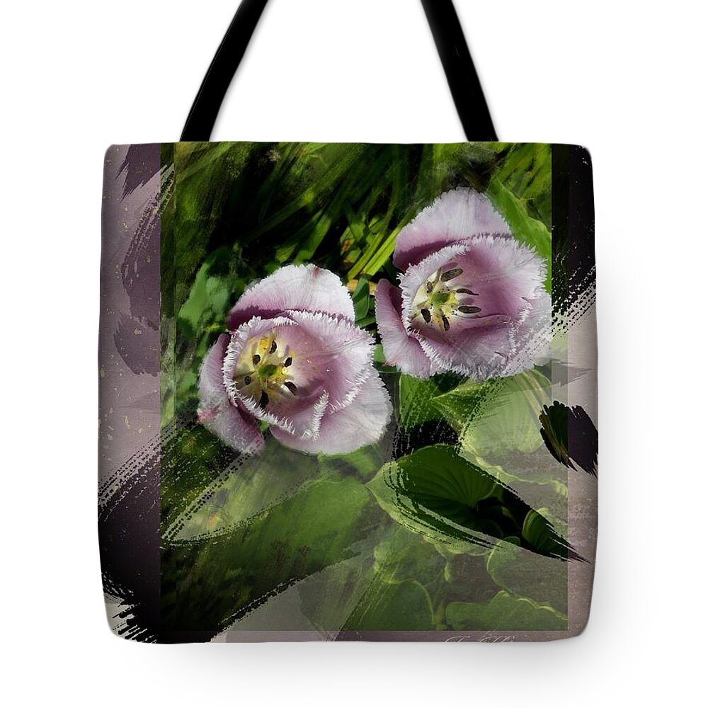 Tulips Tote Bag featuring the digital art Betty's Tulips by Janis Kirstein