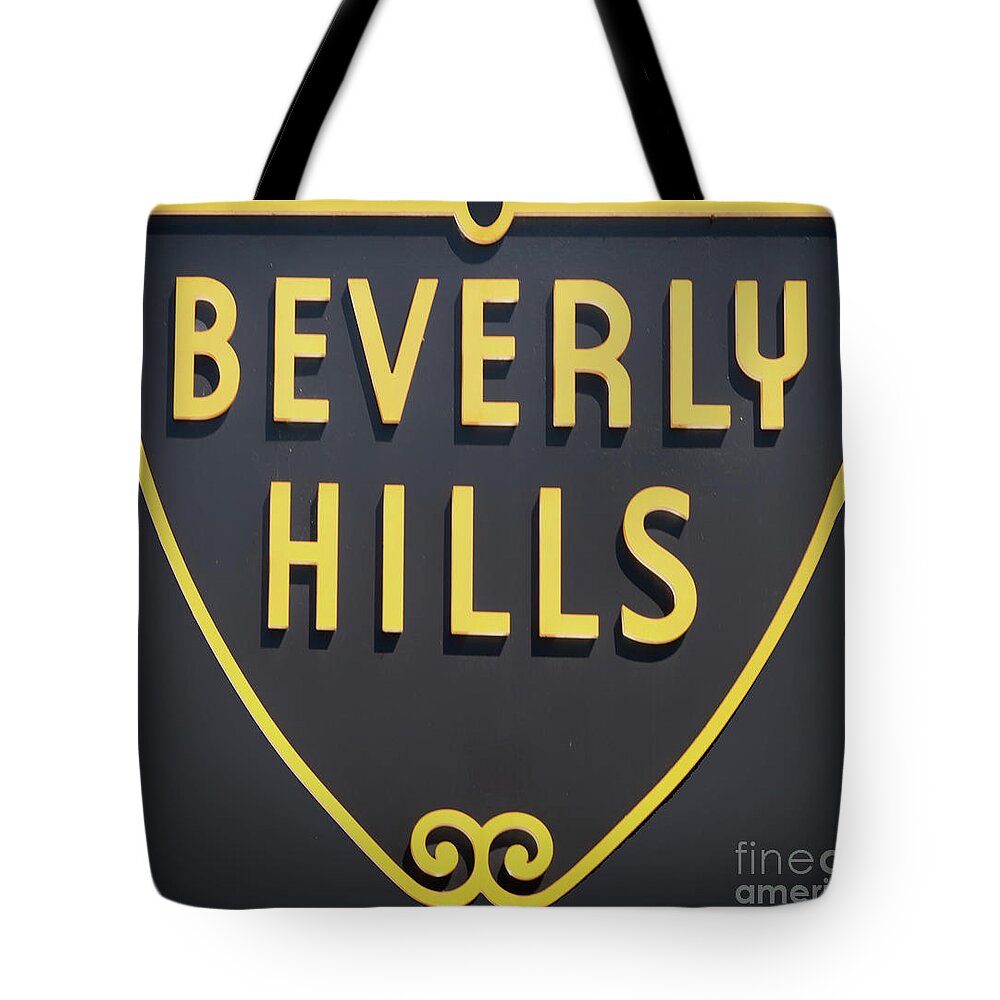 Beverly Hills Tote Bag featuring the digital art Beverly Hills Sign by Mindy Sommers