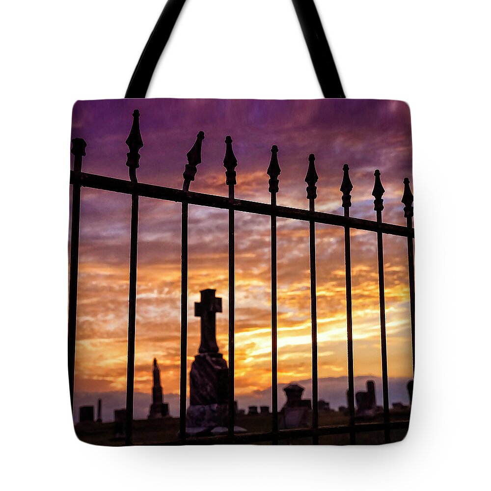 Texas Skies Tote Bag featuring the photograph Beyond the Gate by Dianna Lynn Walker