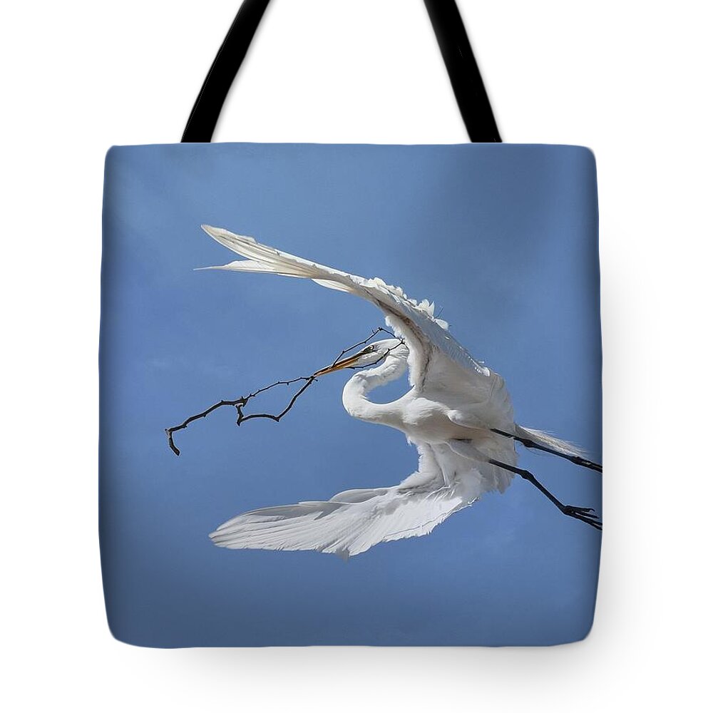 Great Egret Tote Bag featuring the photograph Big Branch 2 by Fraida Gutovich