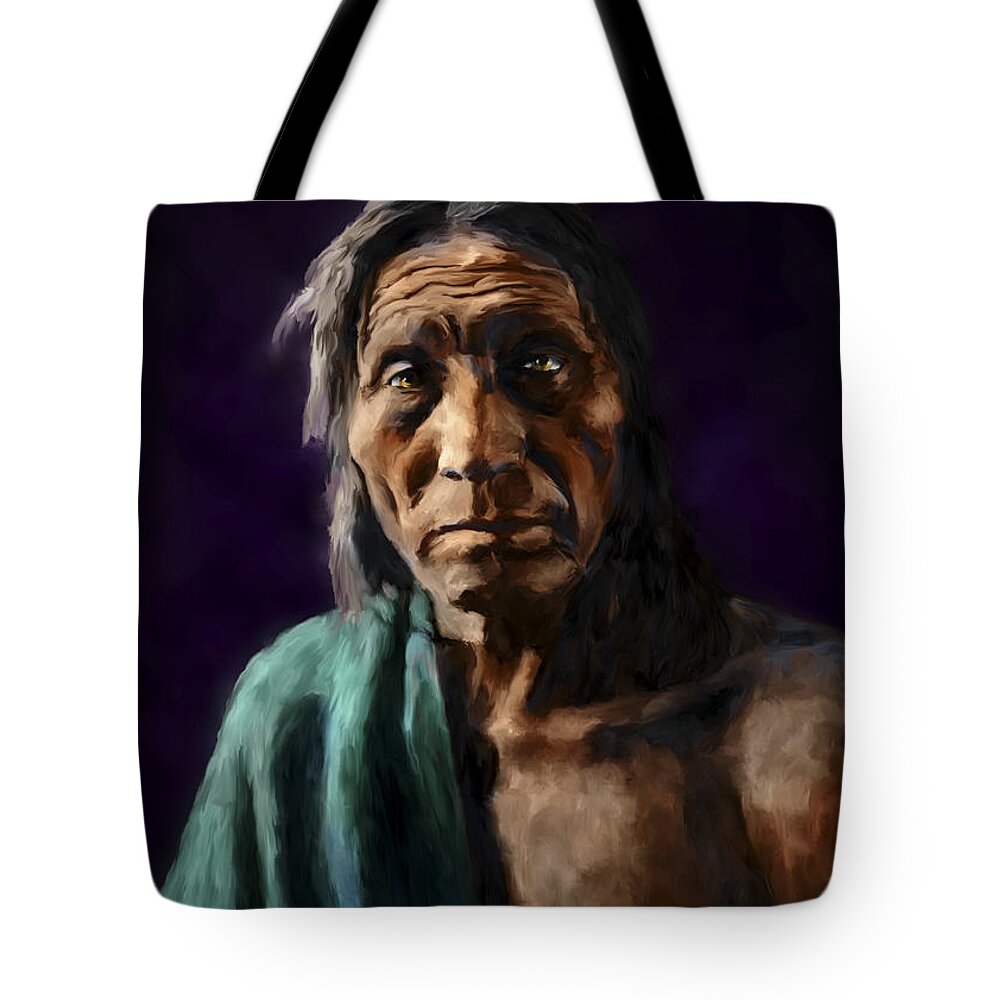 Native Tote Bag featuring the painting Big Head by Rick Mosher
