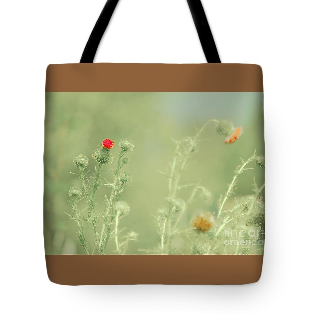 Thistles Tote Bag featuring the photograph Big red, Little red by Merle Grenz