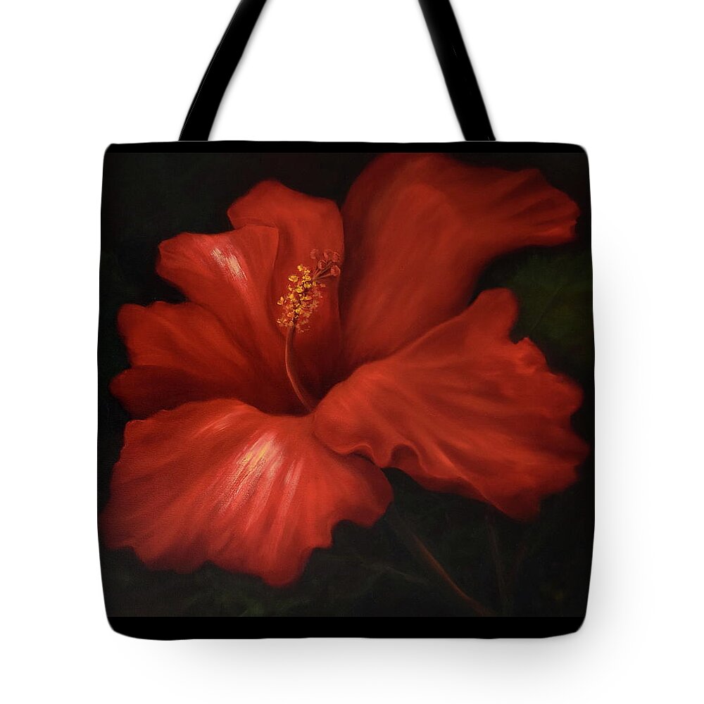 Hibiscus Tote Bag featuring the painting Big Red by Lynne Pittard