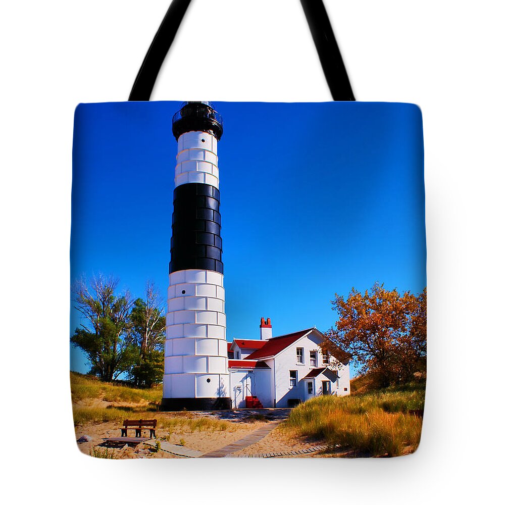 Beach Tote Bag featuring the photograph Big Sable Point Lighthouse by Nick Zelinsky Jr
