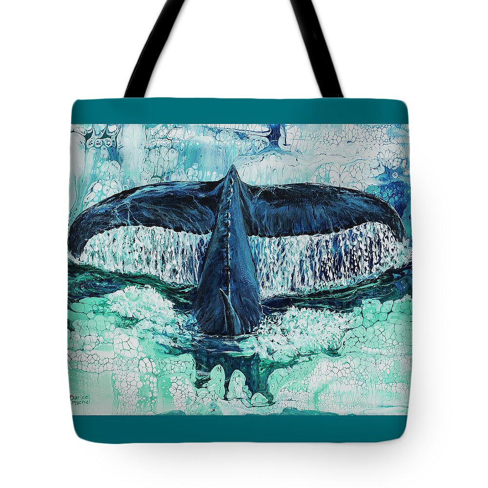 Whale Tote Bag featuring the painting Big Splash On Maui by Darice Machel McGuire