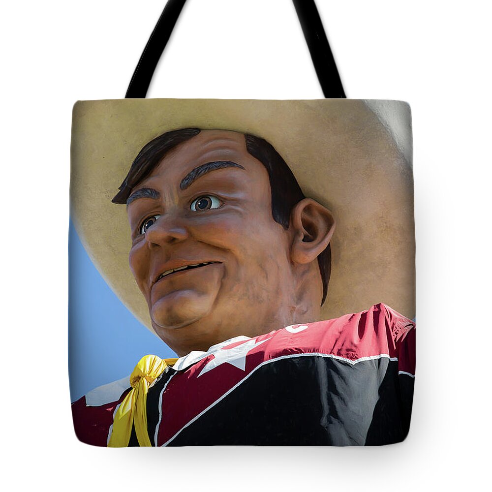 Big Tex Tote Bag featuring the photograph Big Tex - oil by Stephen Stookey
