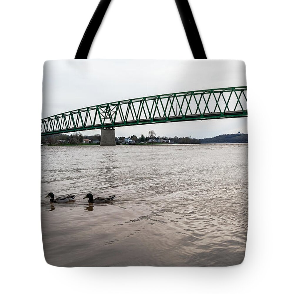Jan Holden Tote Bag featuring the photograph Bike Trail for the Ducks by Holden The Moment