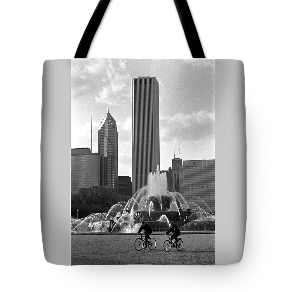 Black/white Tote Bag featuring the photograph Bikers by Carol Neal-Chicago