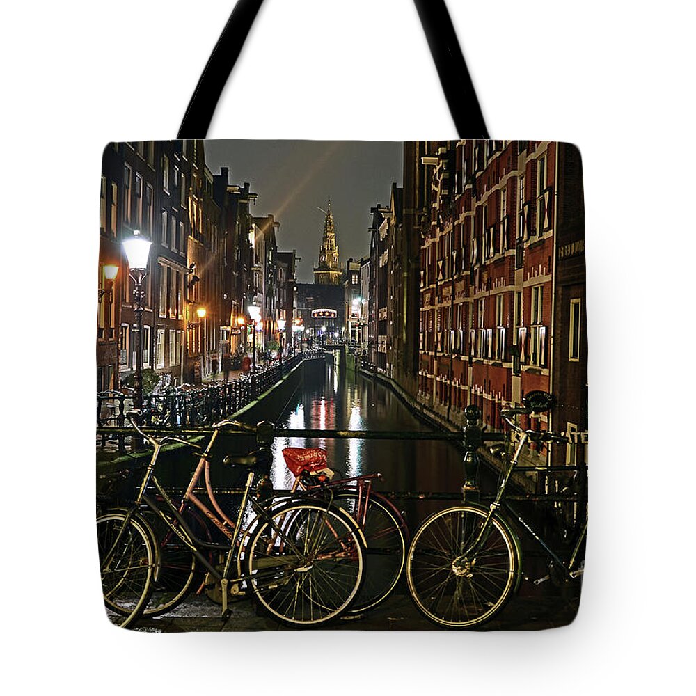 Canal Tote Bag featuring the photograph Amsterdam Bikes and Kolkswaterkering - Amsterdam by Carlos Alkmin