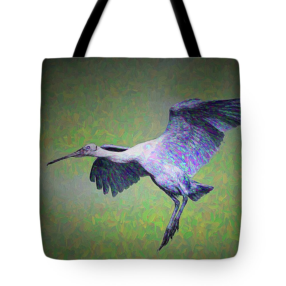 Roseate Tote Bag featuring the photograph Roseate Spoonbill, Artistic Version by Richard Goldman