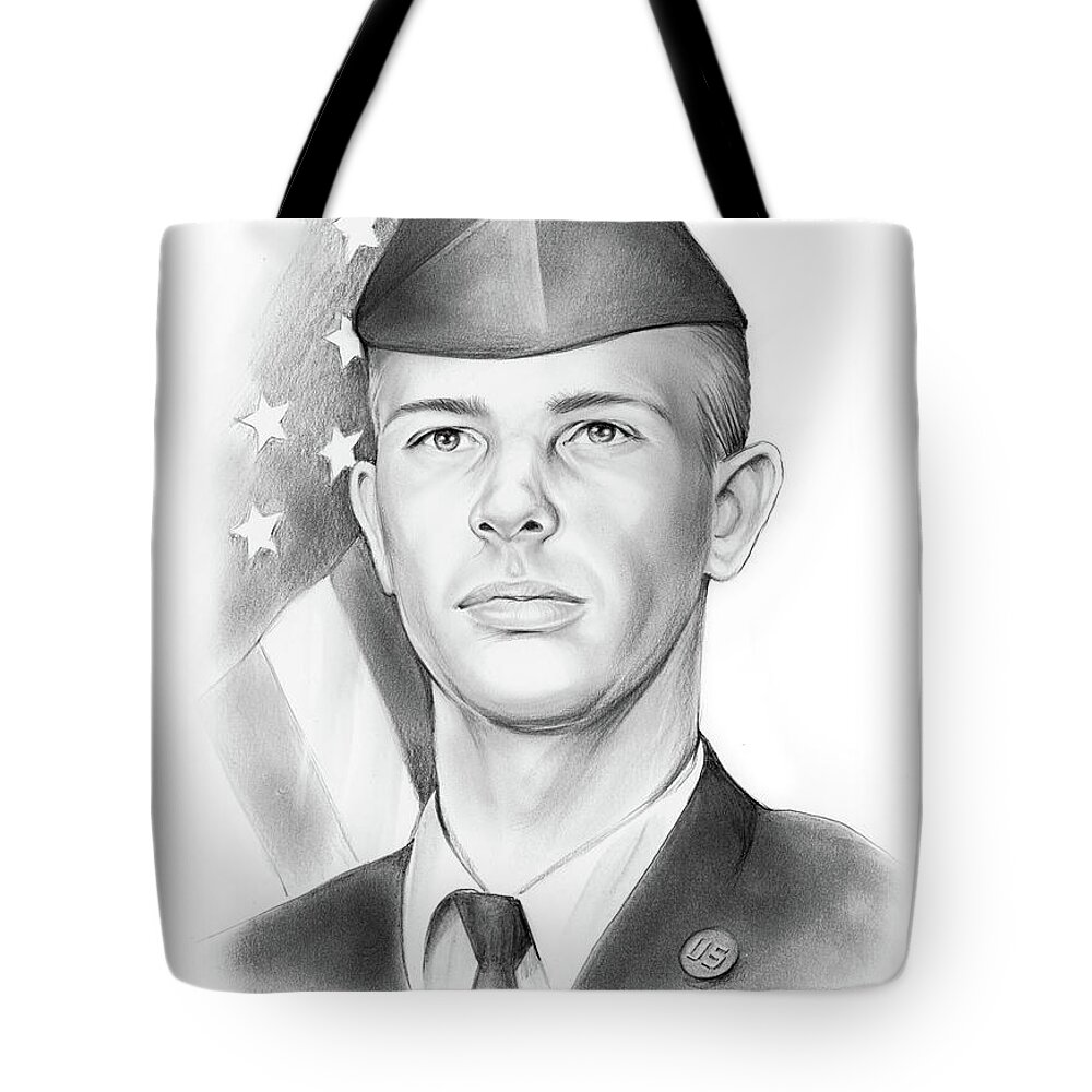Bill Richards Tote Bag featuring the drawing Bill Richards by Greg Joens