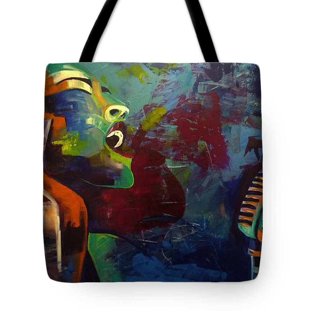 Billie Holiday Tote Bag featuring the painting Billie Revisited by Femme Blaicasso