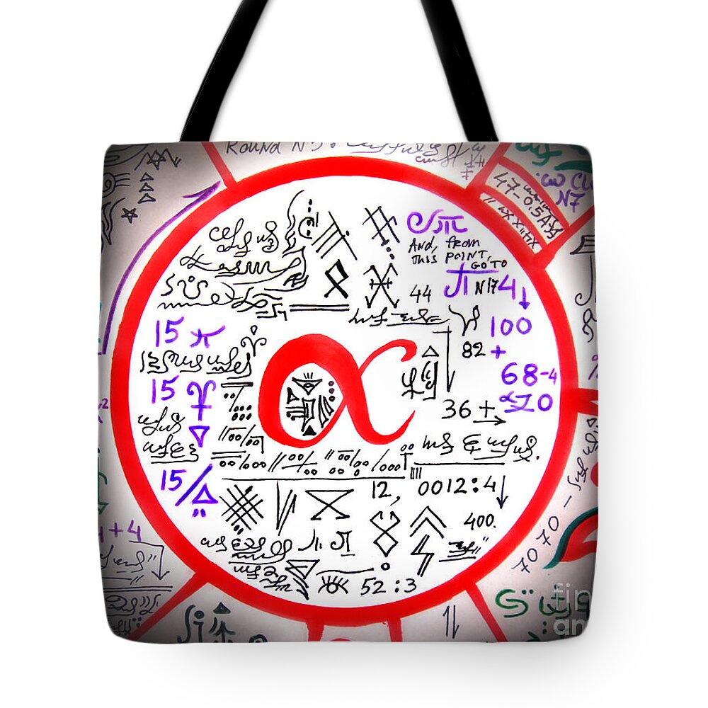Biochemistry Tote Bag featuring the drawing Biochemistry, medical experiments last step of part 12 by Sofia Goldberg
