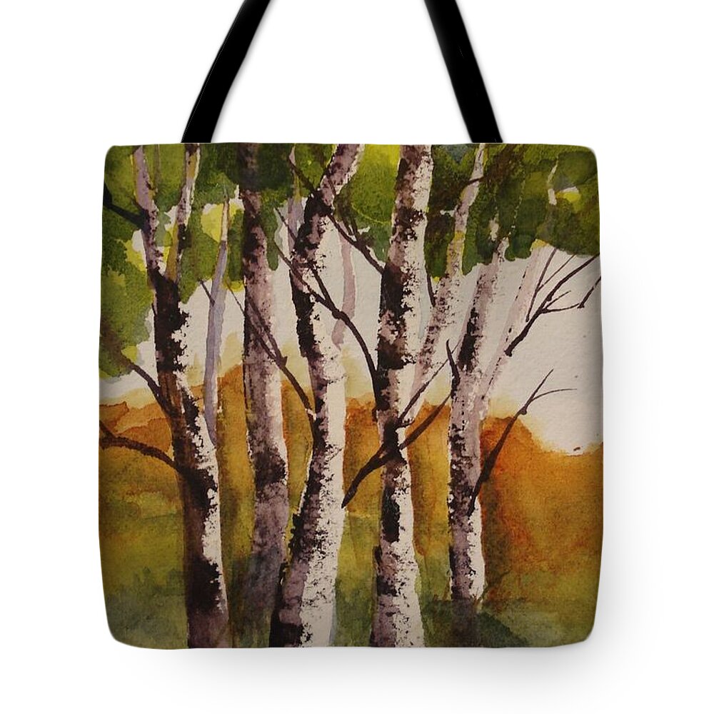 Trees Tote Bag featuring the painting Birch by Marilyn Jacobson