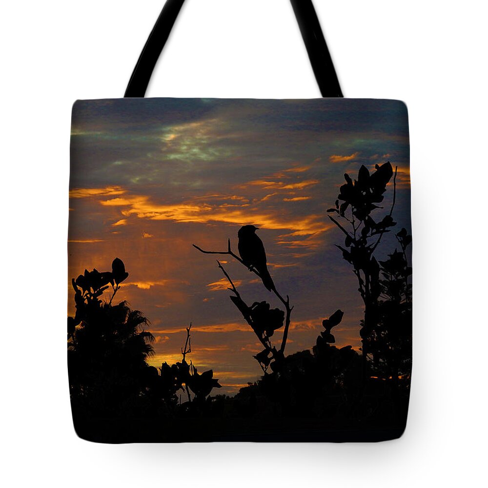 Sunset Tote Bag featuring the photograph Bird At Sunset by Mark Blauhoefer