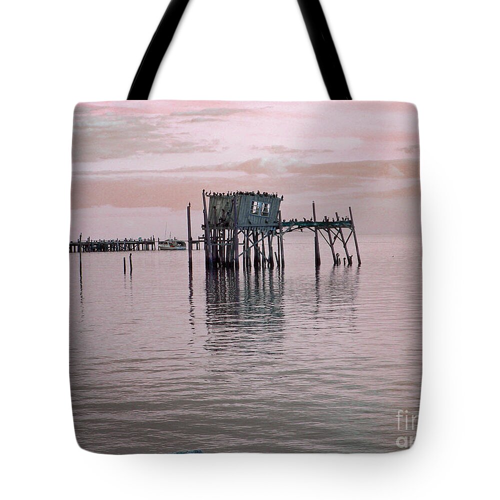 Dock Tote Bag featuring the photograph Bird Dock by Deborah Ferree