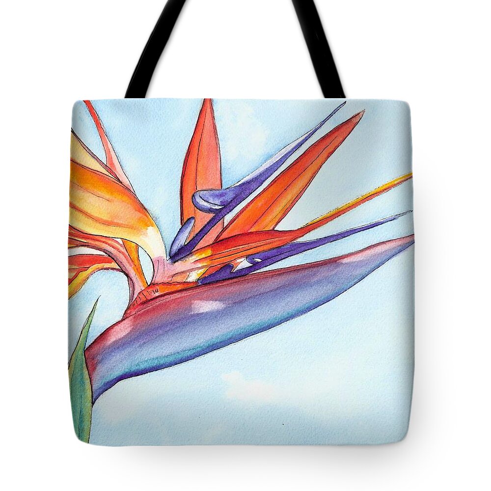 Bird Of Paradise Tote Bag featuring the painting Bird of Paradise III by Marionette Taboniar