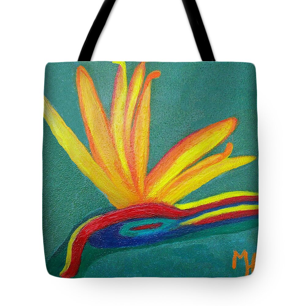 Flower Tote Bag featuring the painting BIRD of Paradise by Margaret Harmon