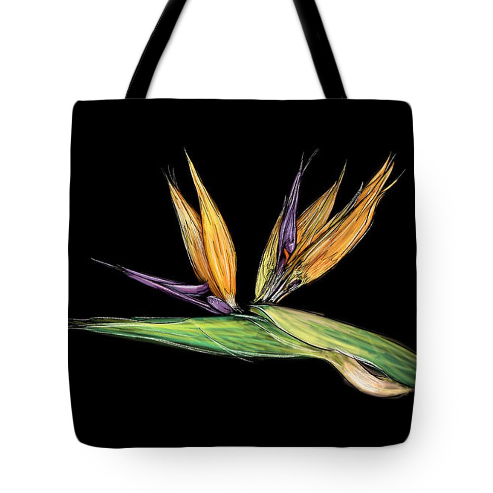 Bird Of Paradise Tote Bag featuring the digital art Bird of Paradise - Revisited by Thomas Hamm