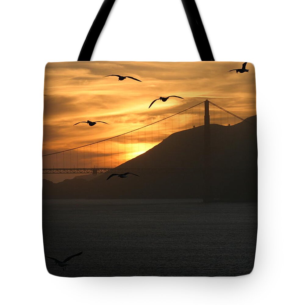 Golden Gate Bridge Tote Bag featuring the photograph Birds by the Bay by Jeff Floyd CA