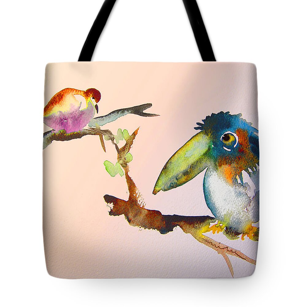 Watercolour Tote Bag featuring the painting Birds in Love by Miki De Goodaboom