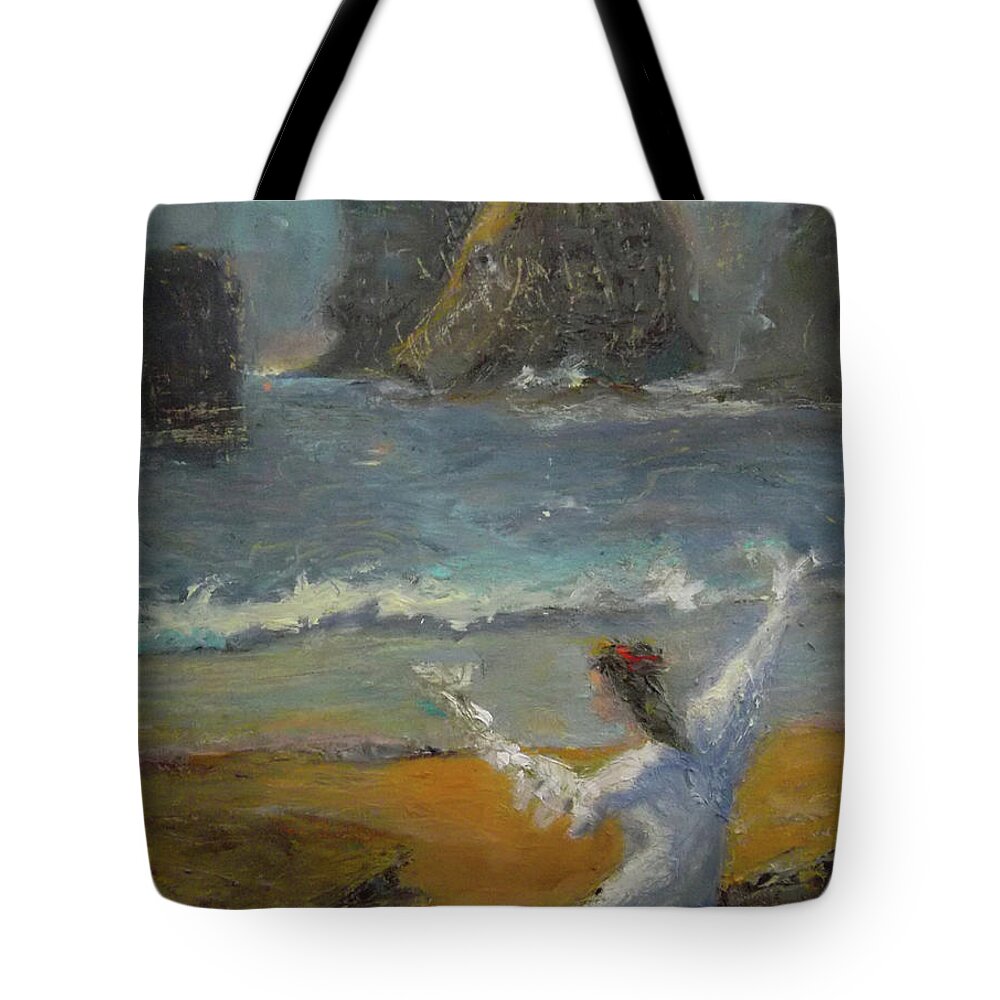 Medicine Woman Tote Bag featuring the painting Birdwoman by Susan Esbensen