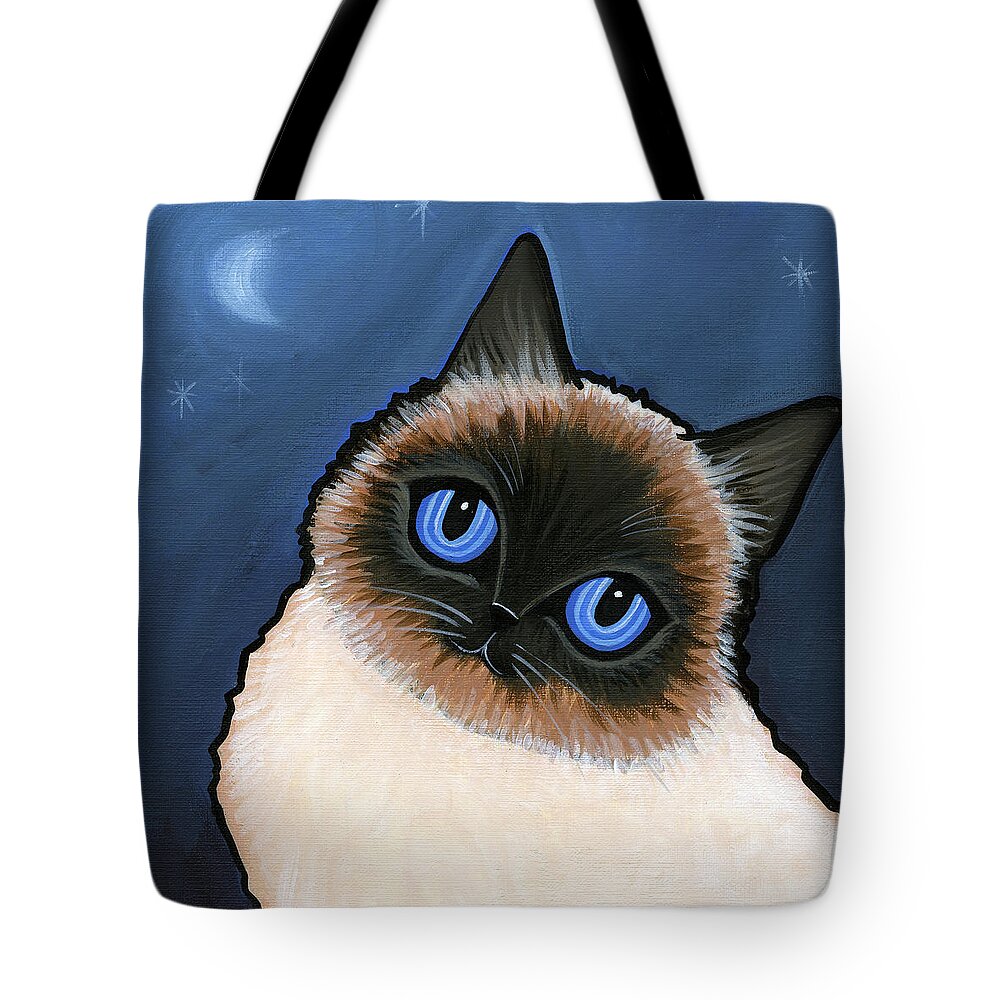 Cat Tote Bag featuring the painting Birman Blue Night by Leanne Wilkes