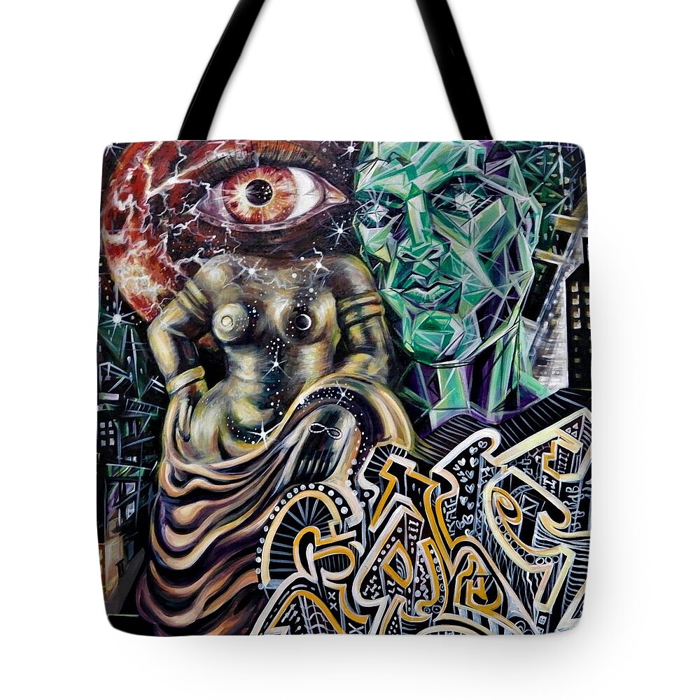 Gold Tote Bag featuring the painting Birth of Venus by Yelena Tylkina