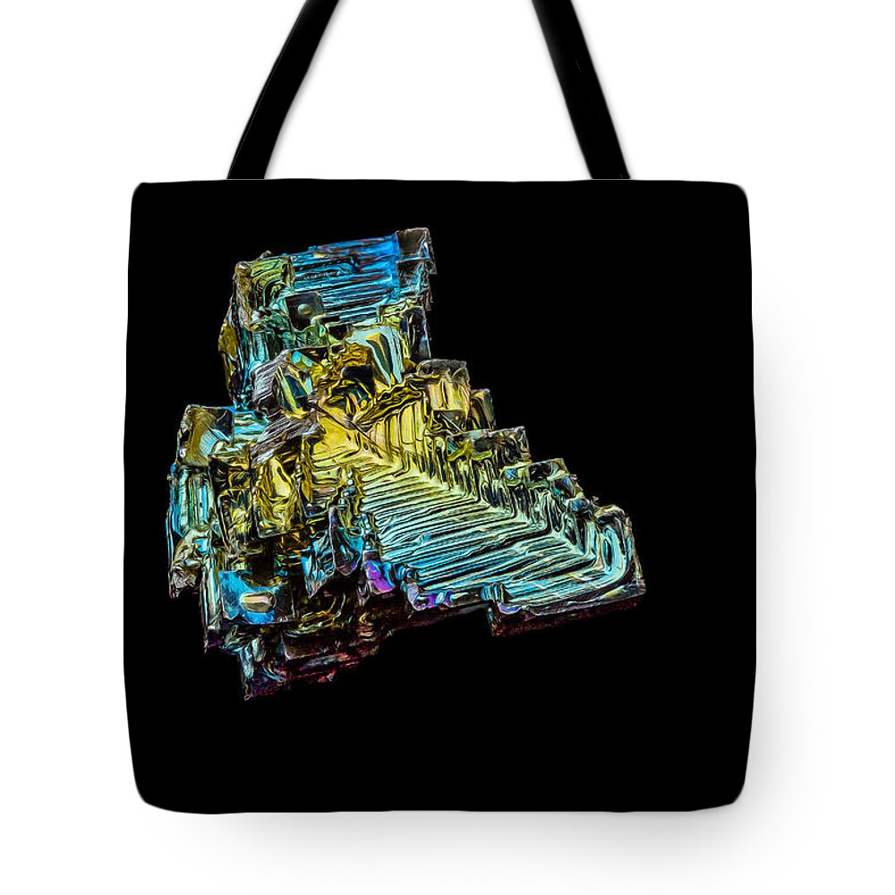 Rock Tote Bag featuring the photograph Bismuth Crystal by Rikk Flohr