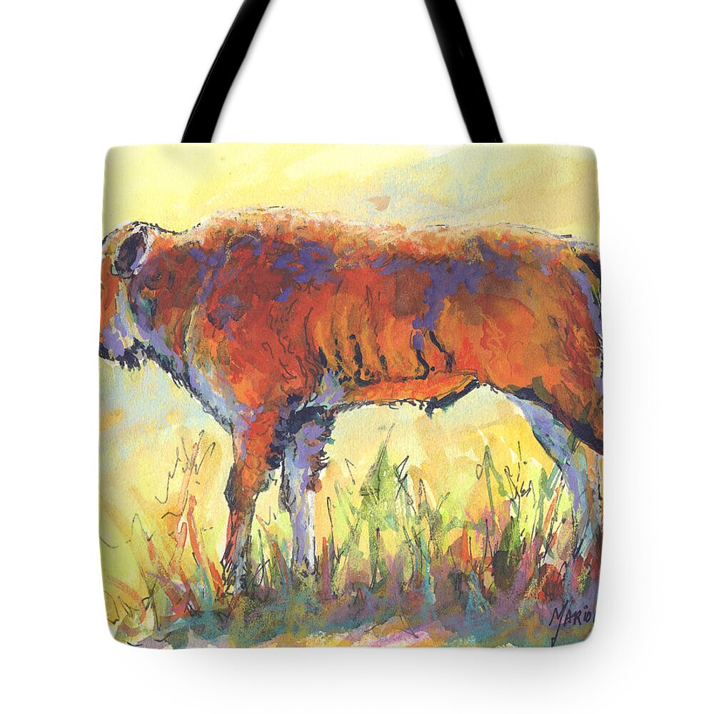 Bison Tote Bag featuring the painting Bison Calf by Marion Rose