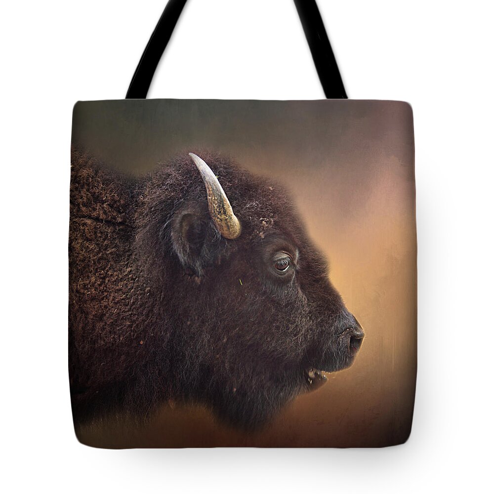 American Buffalo Tote Bag featuring the photograph Bison by David and Carol Kelly