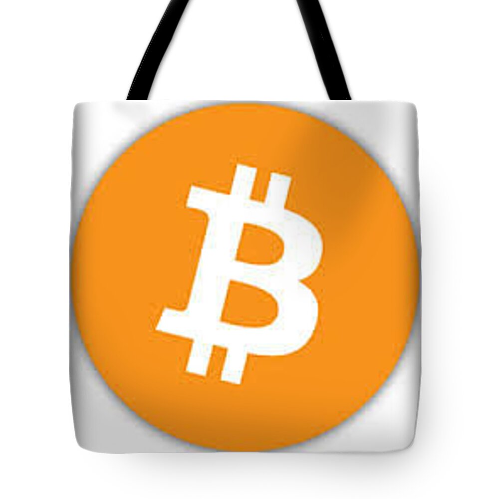 Btc Tote Bag featuring the digital art Bitcoin by Britten Adams