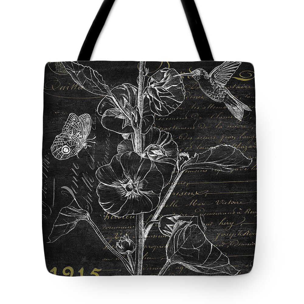 Hummingbird Tote Bag featuring the painting Black and Gold Hummingbirds 1 by Debbie DeWitt