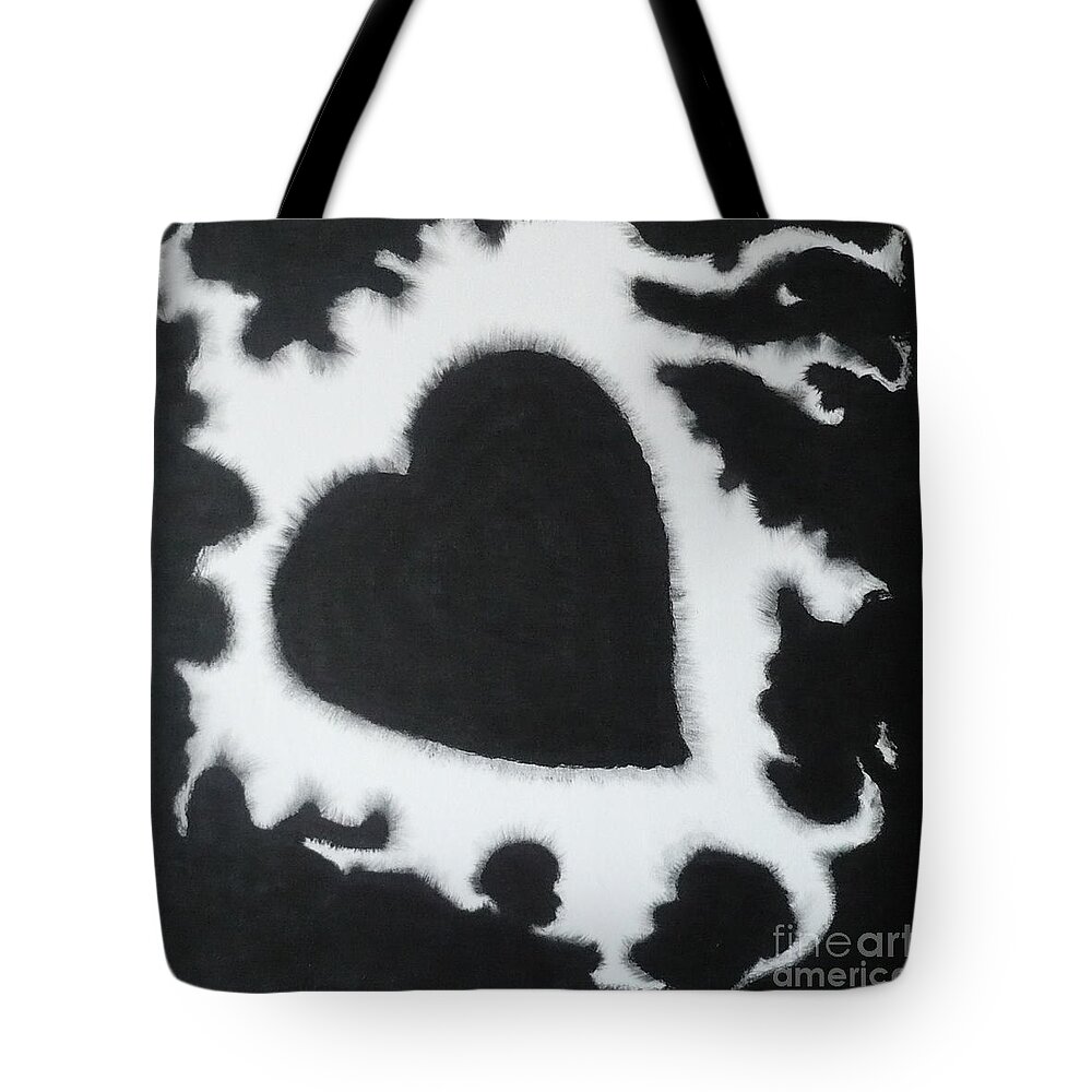 Black Tote Bag featuring the painting Black and White-4 by Monika Shepherdson