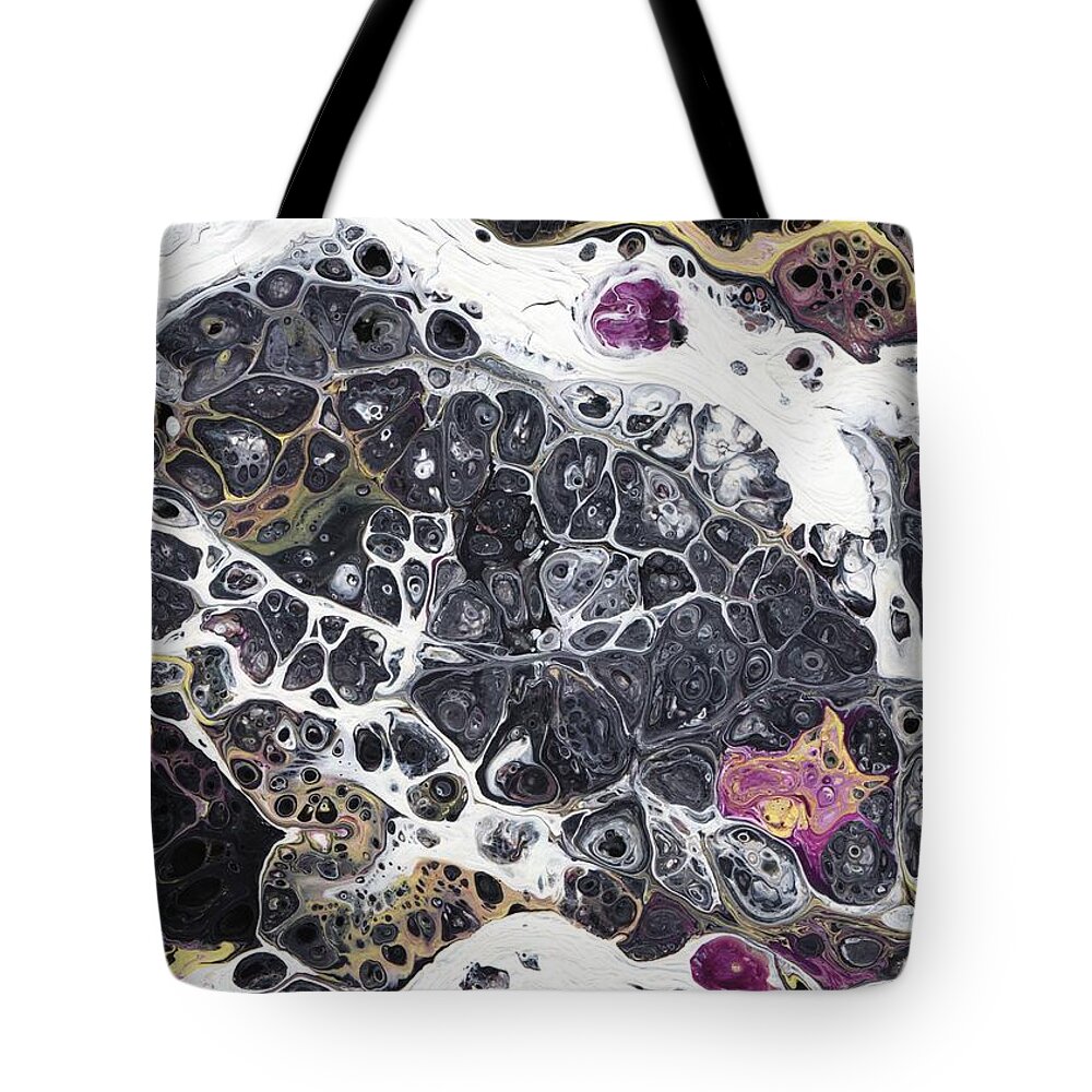 Pink Tote Bag featuring the painting Black and White Abstract by Jamie Frier