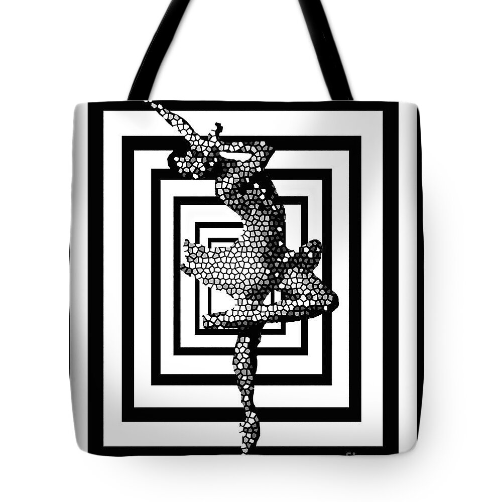 Black And White Ballerina Fabulous Tote Bag featuring the painting Black and White Ballerina Fabulous by Saundra Myles