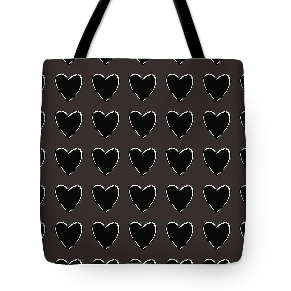 Hearts Tote Bag featuring the mixed media Black and White Hearts 1- Art by Linda Woods by Linda Woods