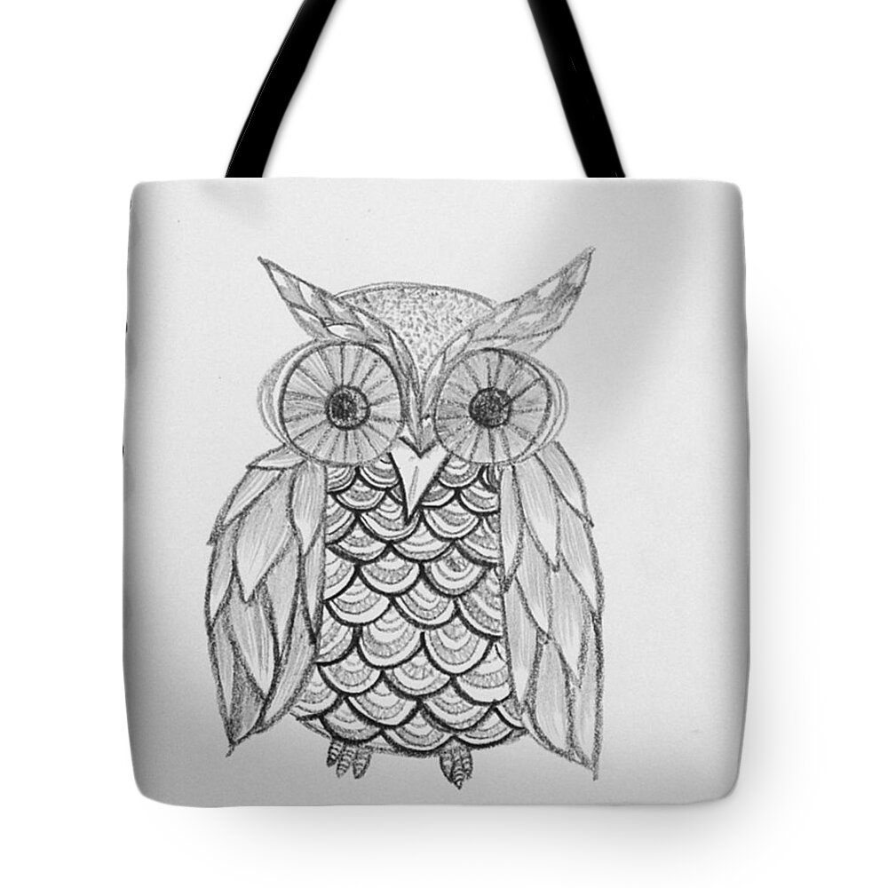 Drawing Tote Bag featuring the photograph Black And White Owl by Mahargarani Saragih