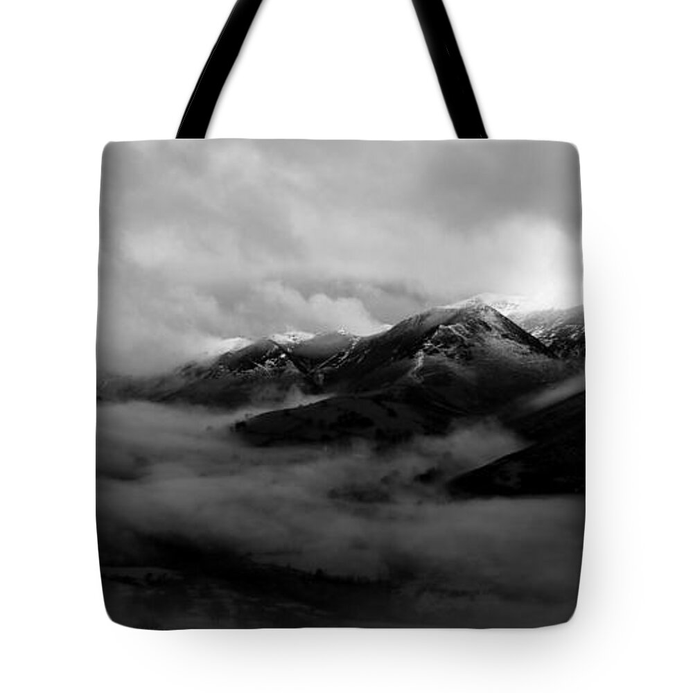 Nature Tote Bag featuring the photograph Black and white panorama at Catbells by Lukasz Ryszka