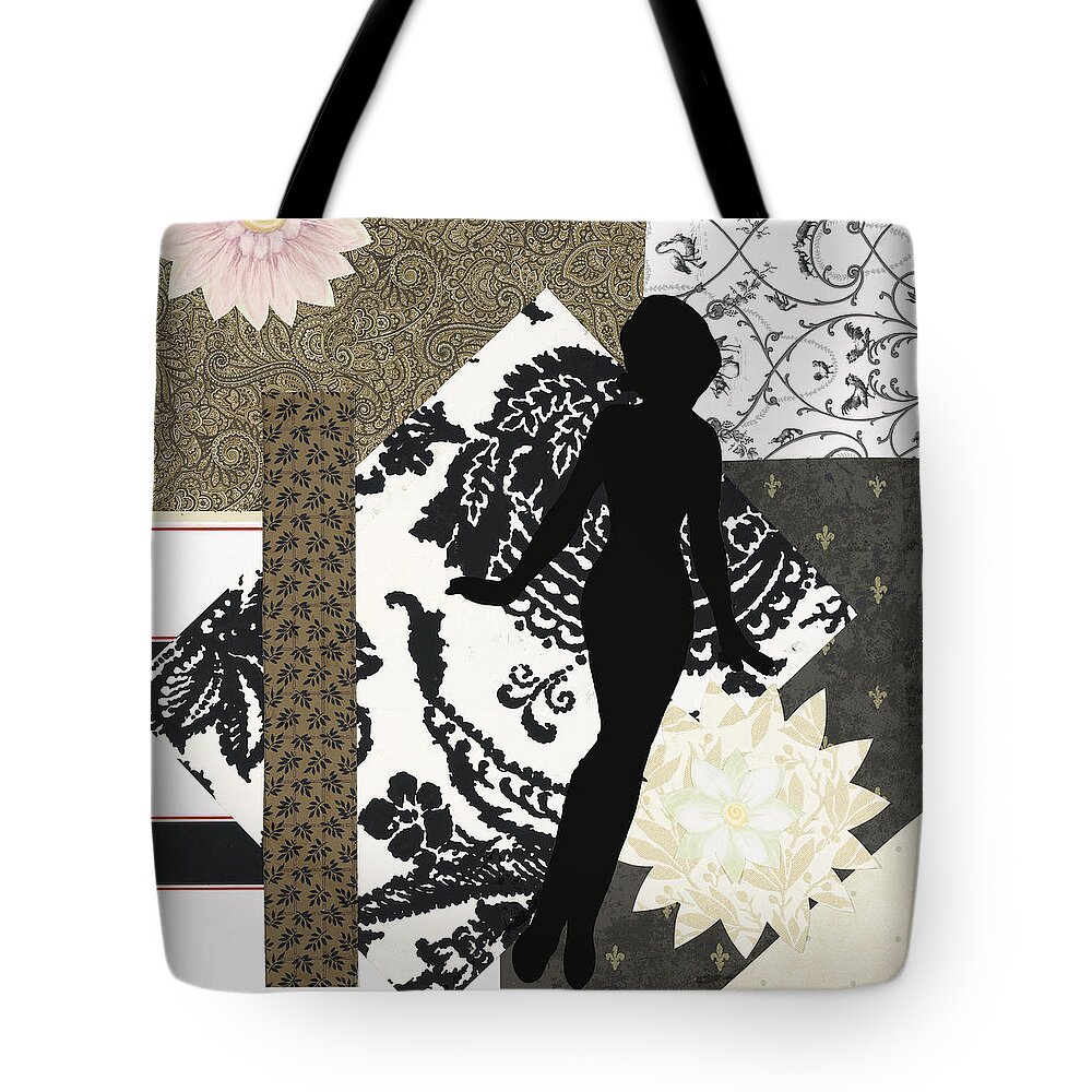 Little Girls Room Art Tote Bag featuring the mixed media Black and White Paper Doll by Katia Von Kral